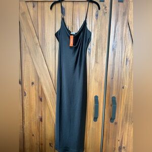 NWT Joe Fresh Satin like Black Maxi Dress